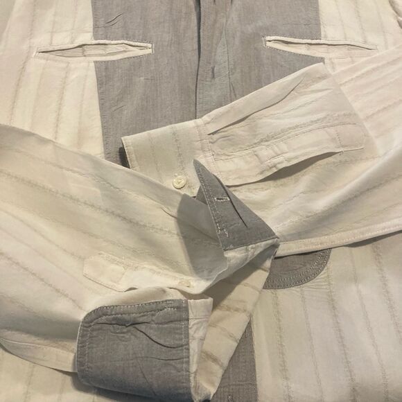 Los Angeles Third & Army Laundered Shirt Mens XL Off White Gray - Picture 6 of 10